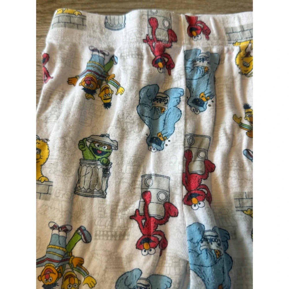 Sesame Street Elmo Cookie Monster Cotton Pajama Pants White 4T